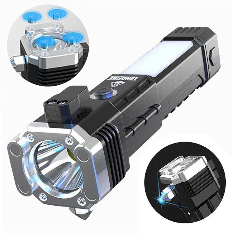 Emergency Hammer Flashlight Torch with Charging Bank